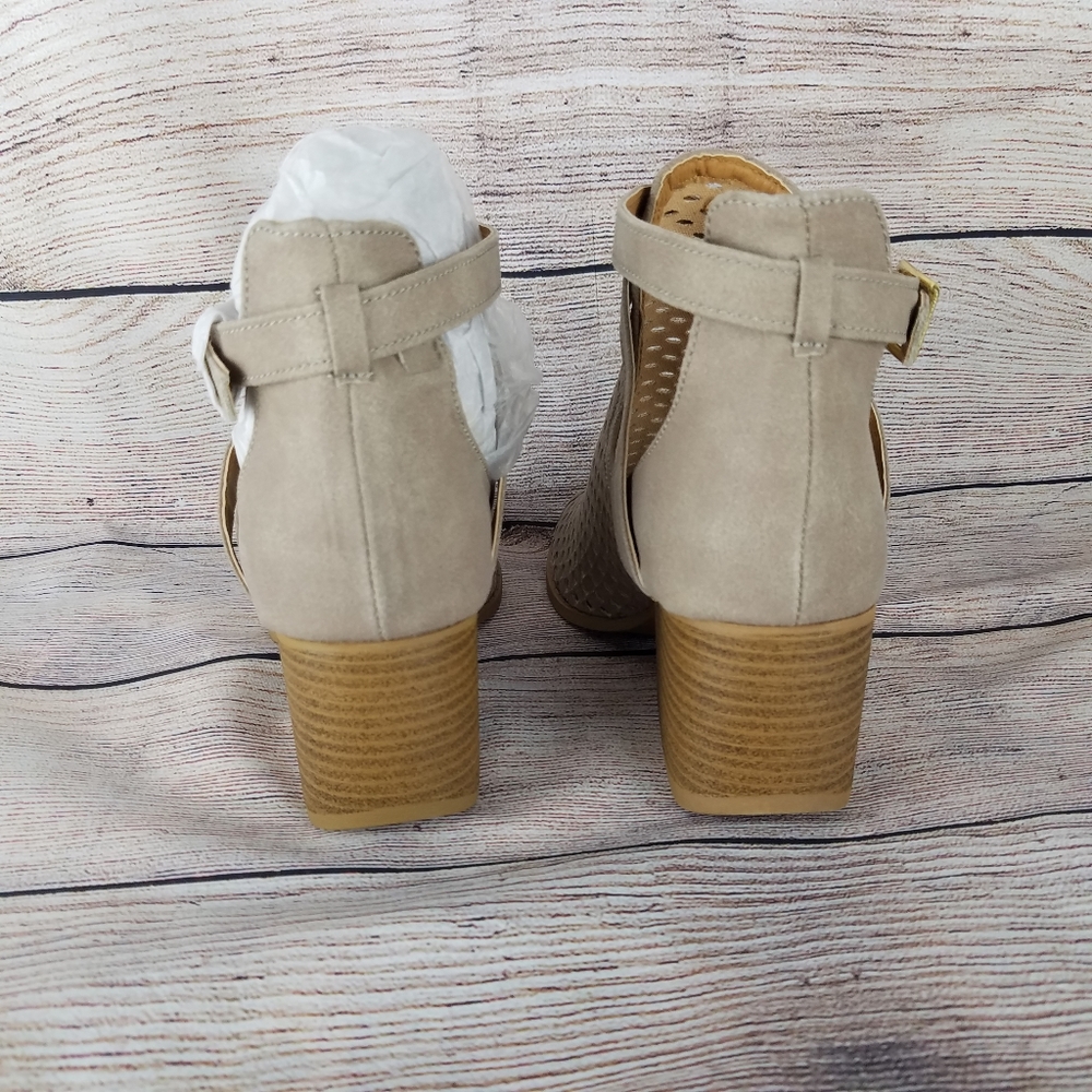 NWOT Peep Toe Booties in Color Taupe - Picture 7 of 10